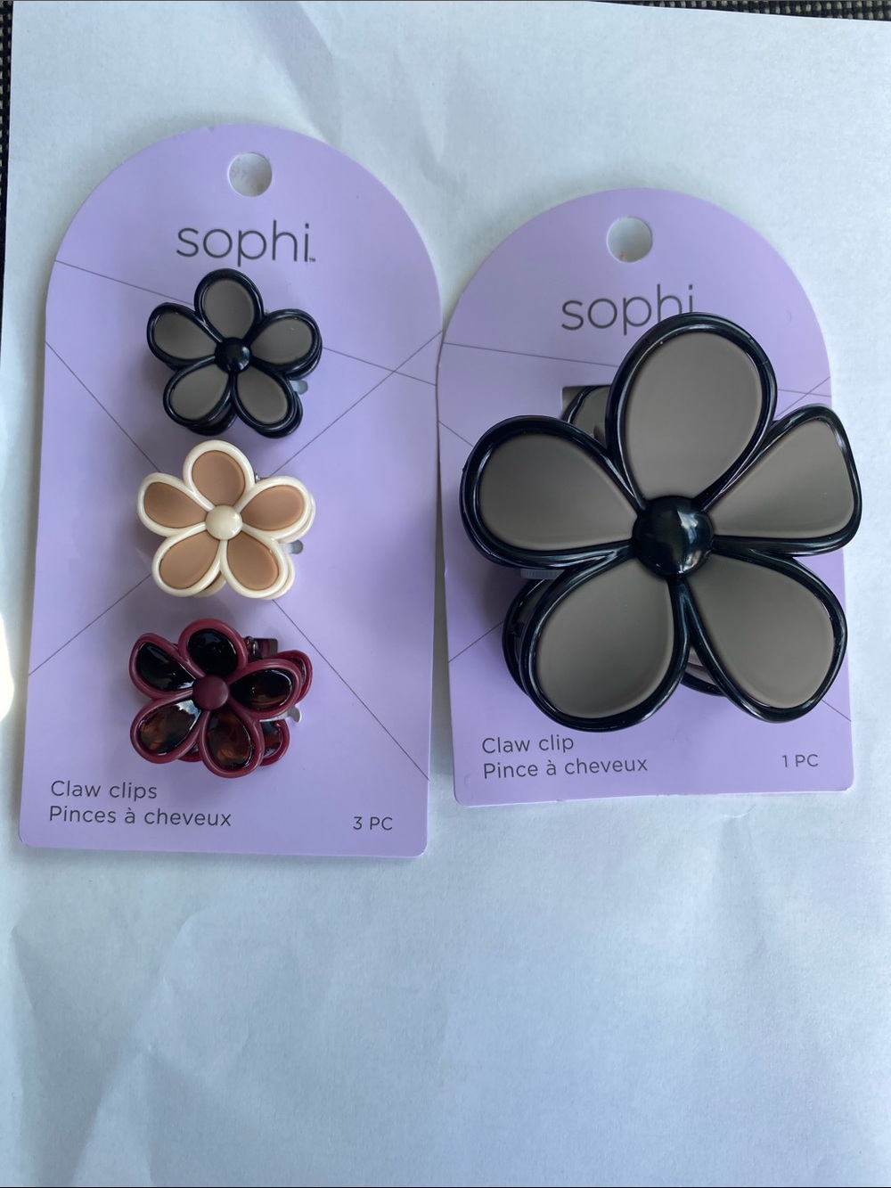 Flower Claw Clips Set - Black, Beige, Burgundy